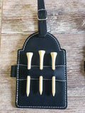 Golf Tee Bag Tag Holder Leatherette Personalized