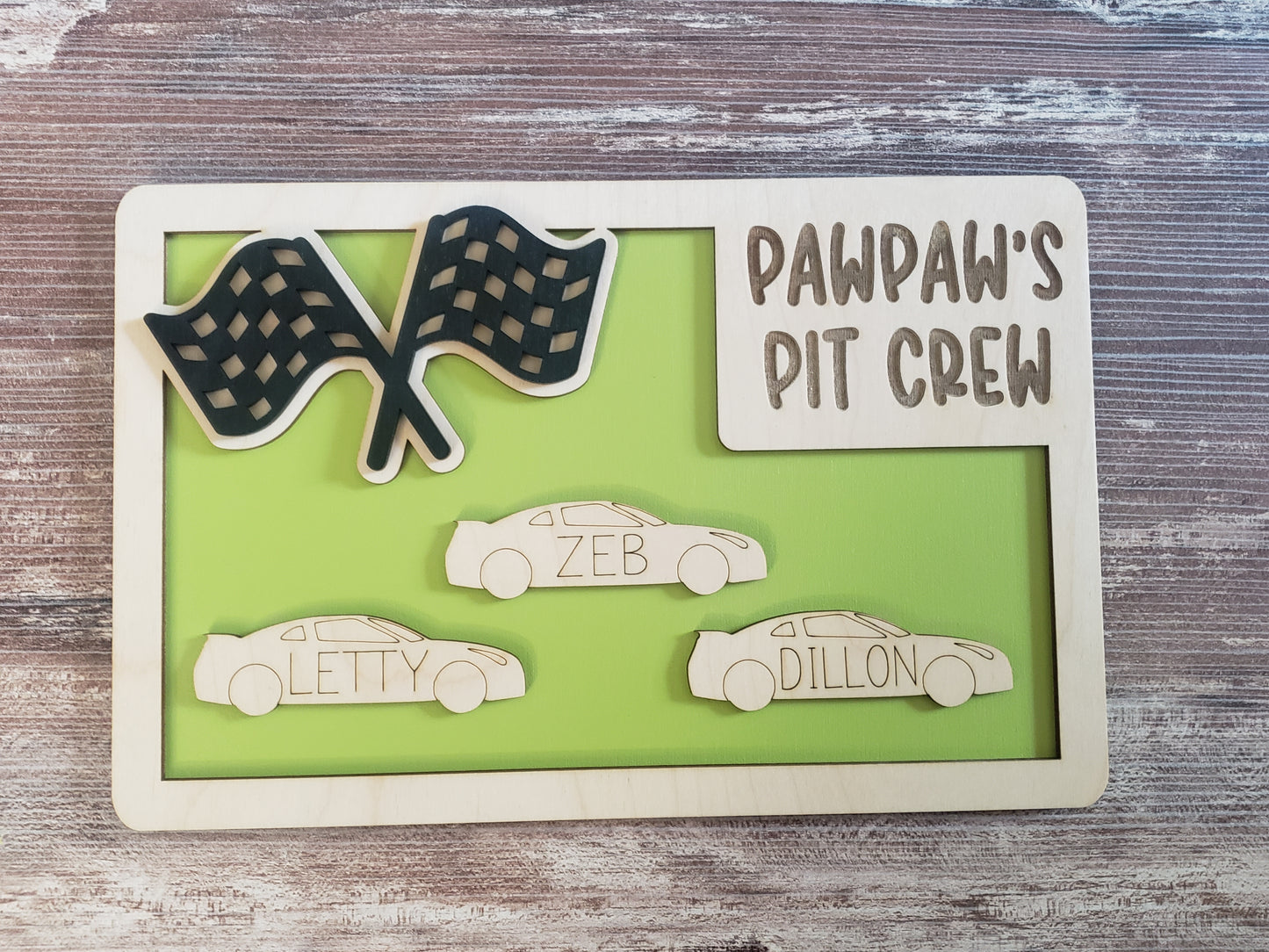 Daddy's Pit Crew Sign Personalized