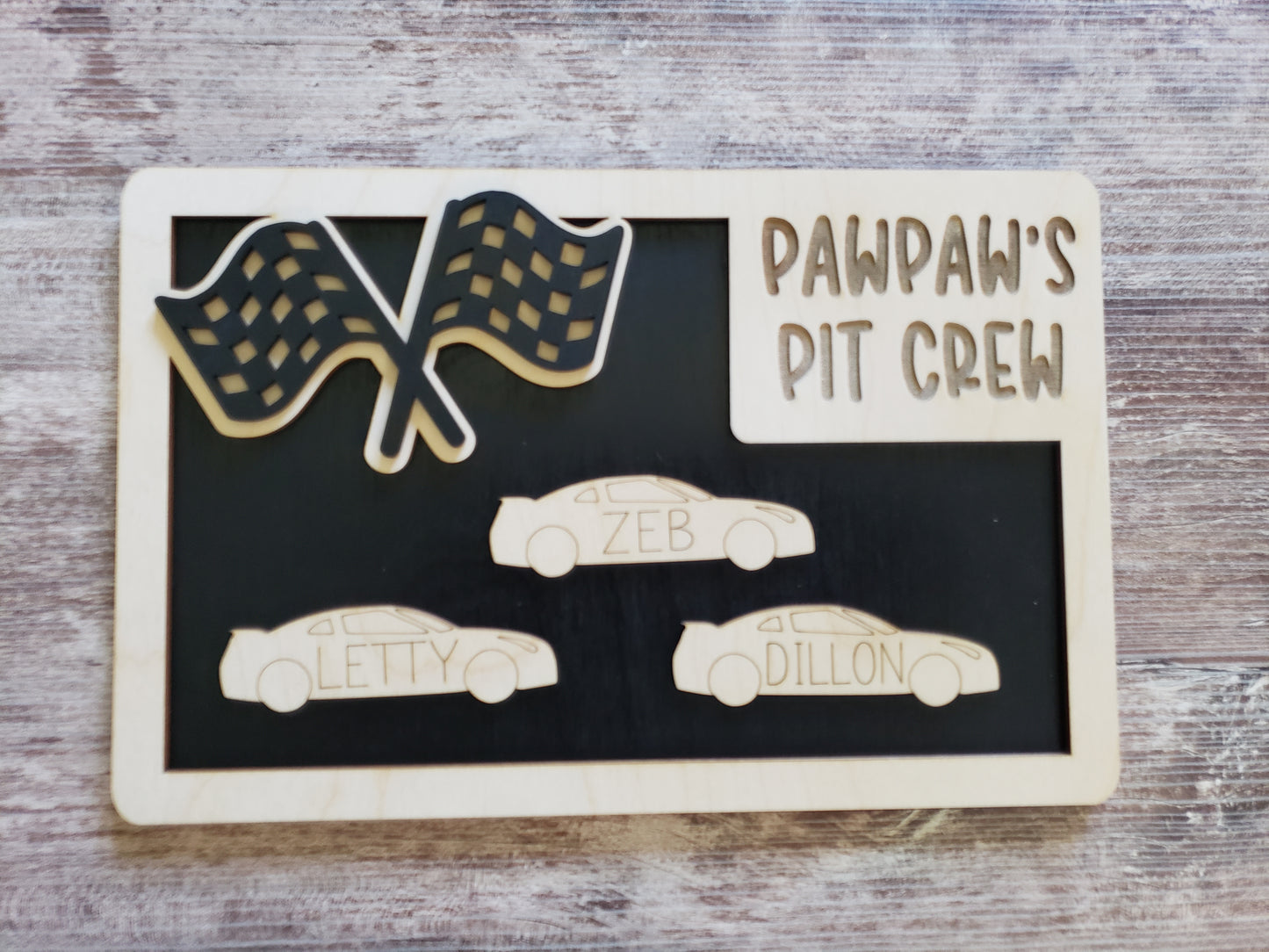 Daddy's Pit Crew Sign Personalized