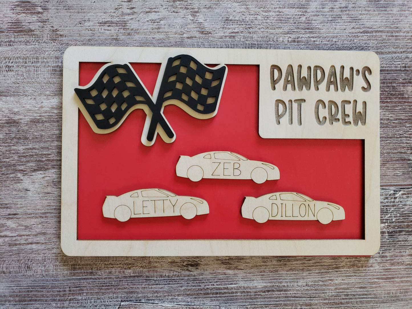 Daddy's Pit Crew Sign Personalized