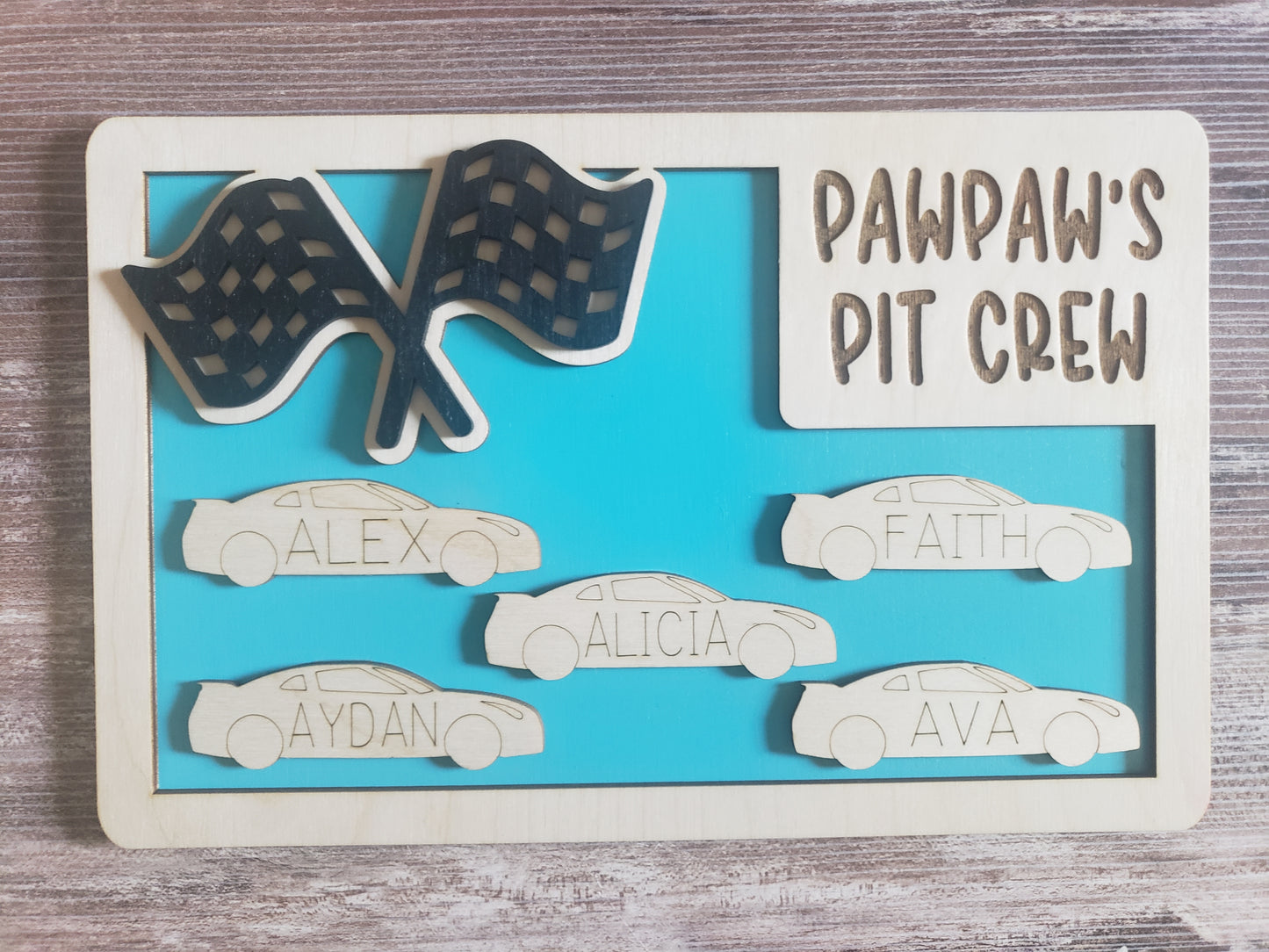 Daddy's Pit Crew Sign Personalized