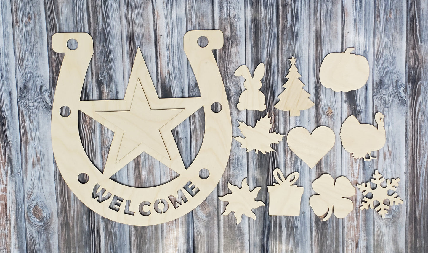 Western Horseshoe Interchangeable Welcome Sign UNFINISHED