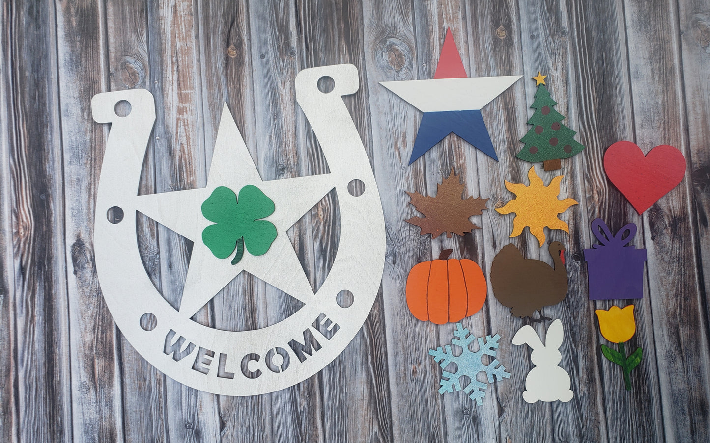 Western Horseshoe Interchangeable Welcome Sign UNFINISHED