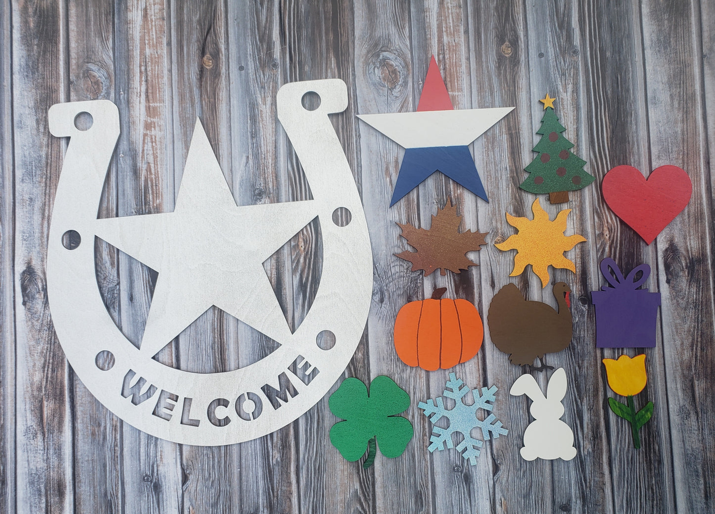 Western Horseshoe Interchangeable Welcome Sign UNFINISHED