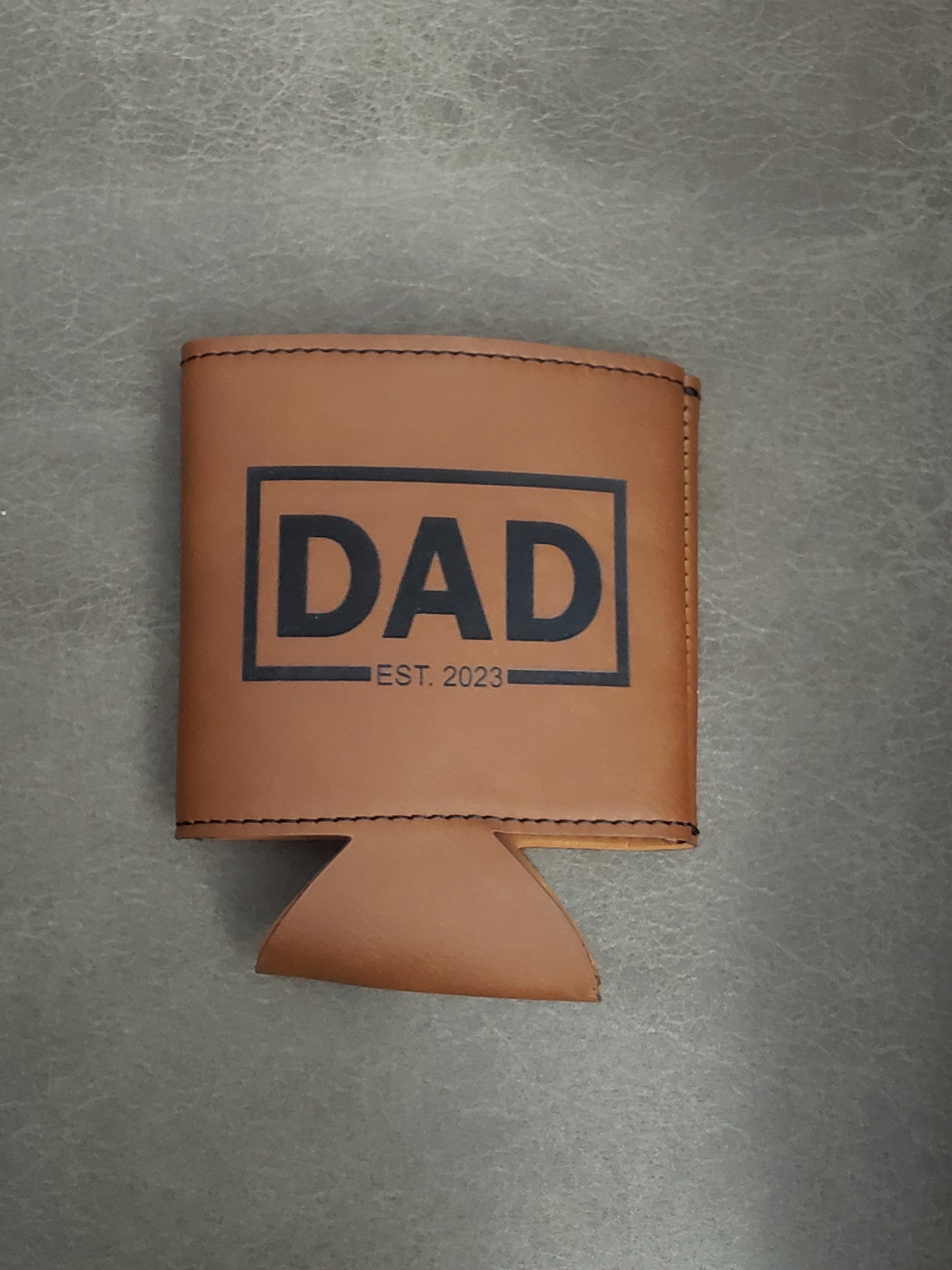 Dad Est. With year Leatherette Koozies Personalized