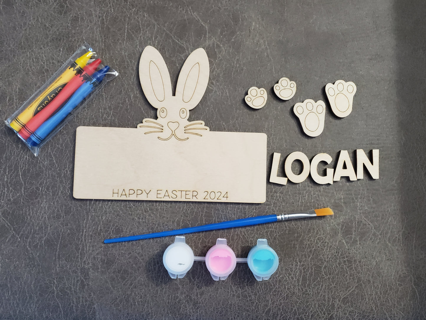 Easter Bunny Name Sign paint or colors kit personalized