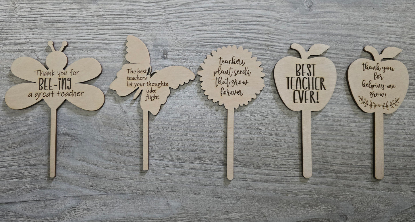 Teacher Flower Plant Stakes