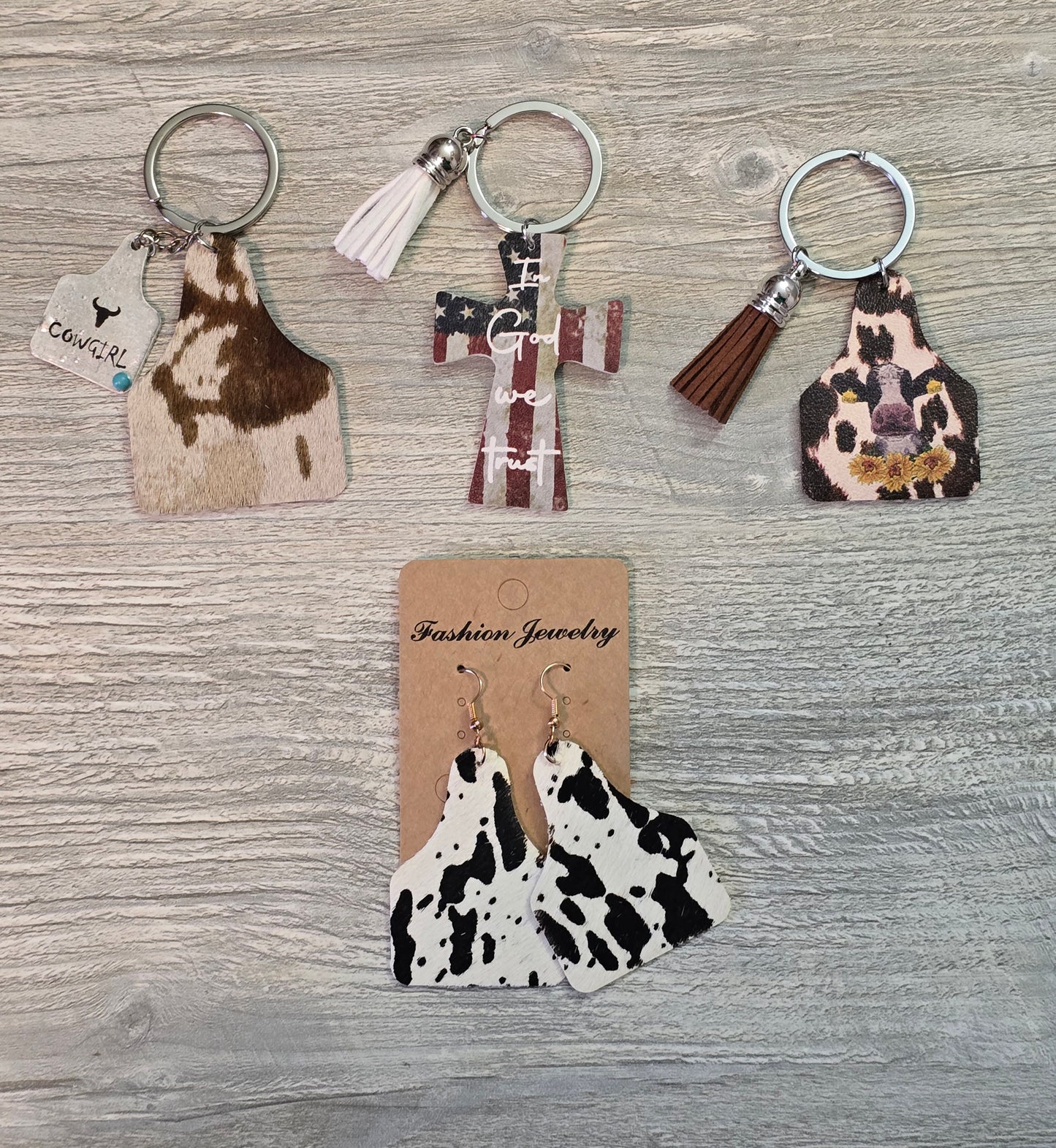 Western keychains earrings