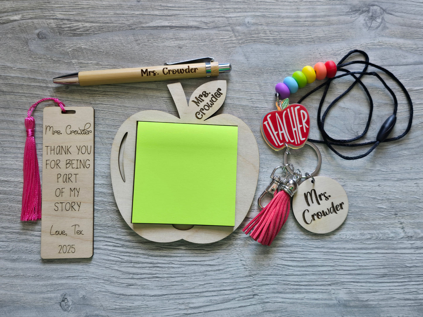 NEW with Lanyard Teacher bundle deal. 1 name for all. Include Teacher's name and child's name for personalized items