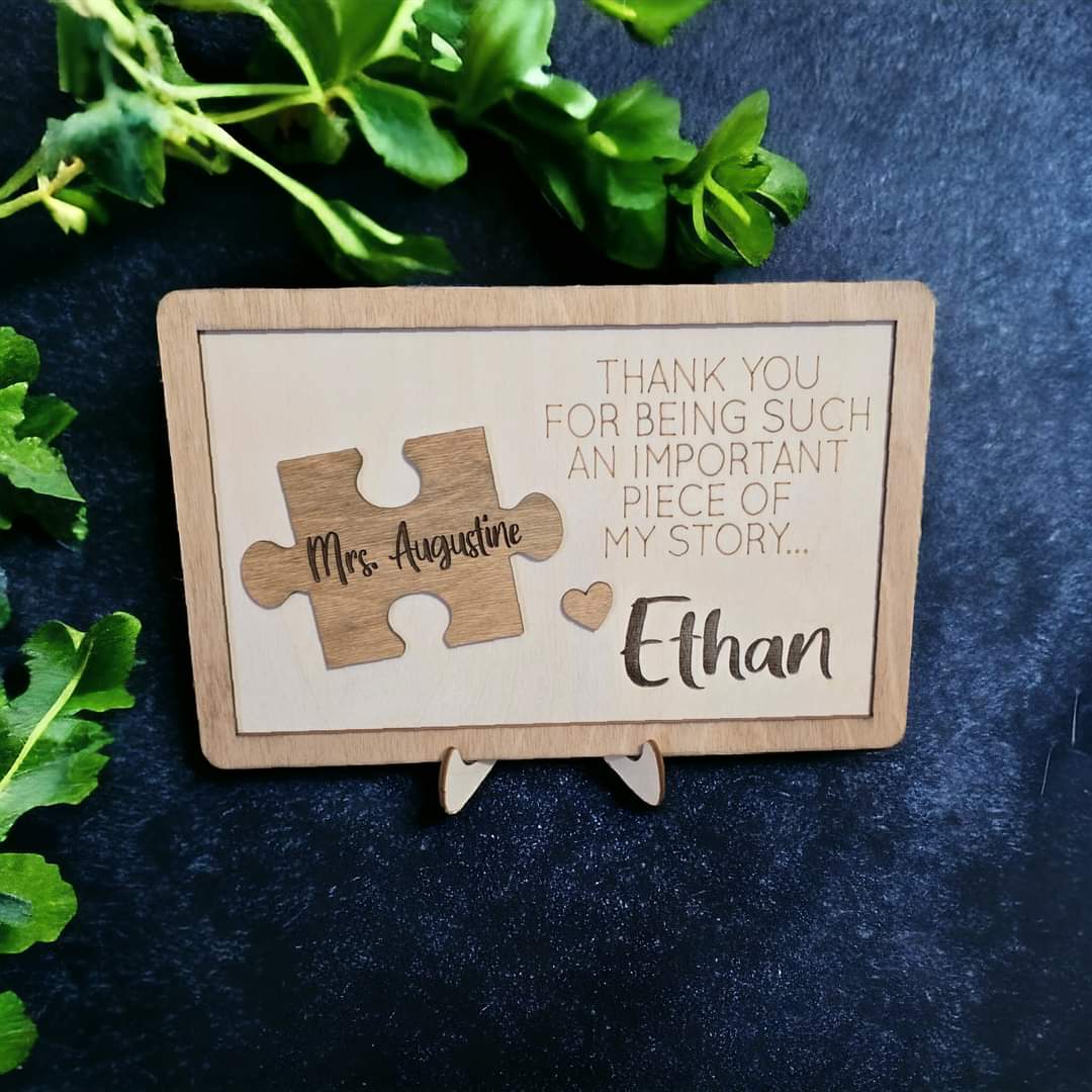 Thank you for being such an important piece of my story small sign plaque Personalized