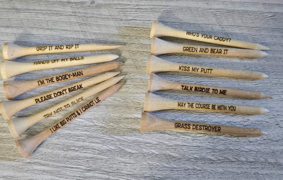 Funny Golf Tees. Sold by the dozen