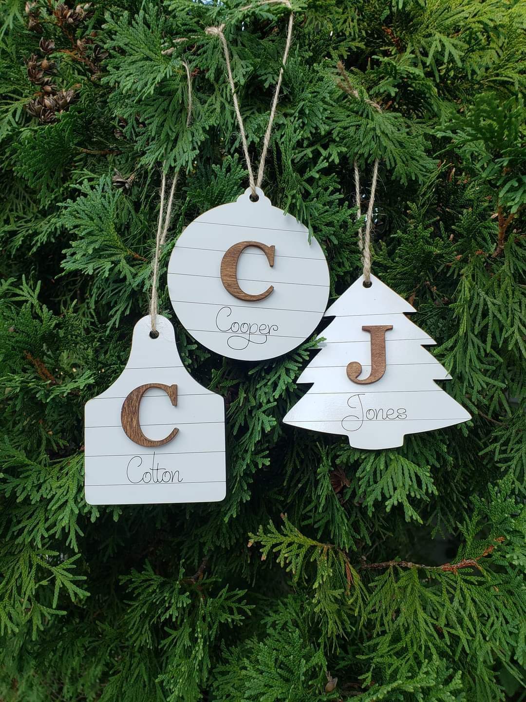 Shiplap Christmas Ornaments Personalized