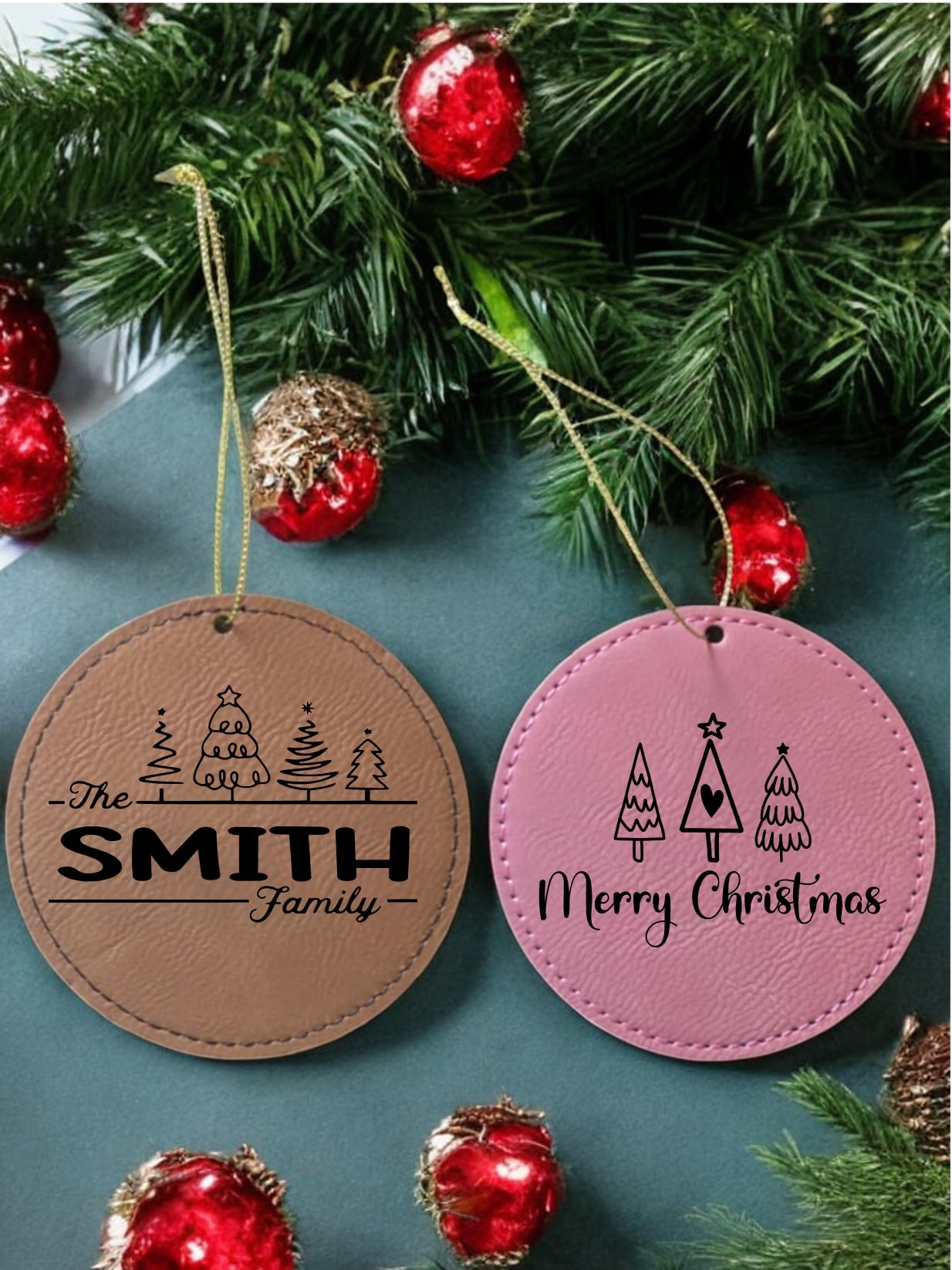 The Smith Family Leatherette Christmas Ornaments Personalized