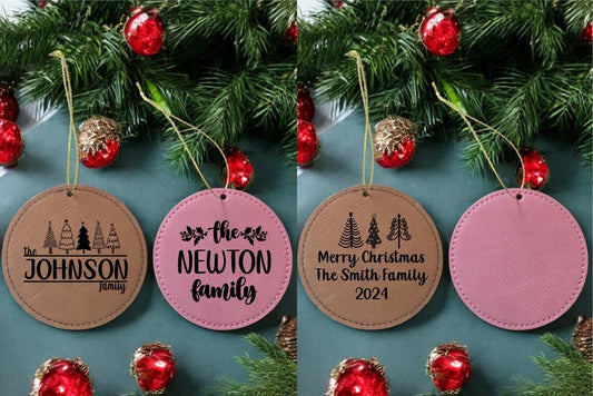 Family Leatherette Christmas Ornaments Personalized