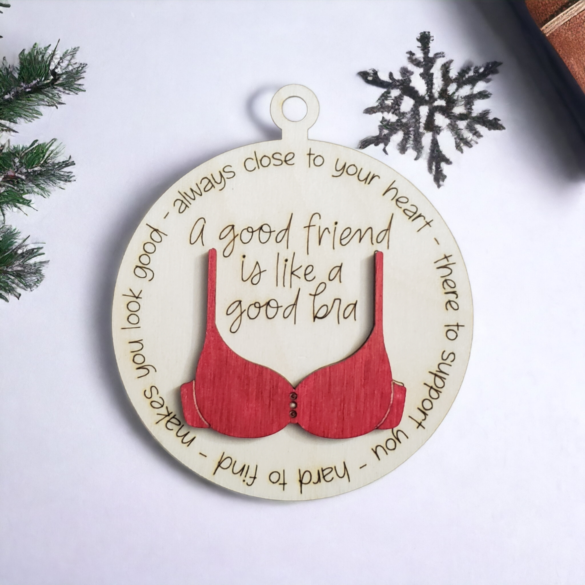 2 A Good Friend is Like A Good Bra Ornament, Funny Friend Bra Ornament,  Christmas Tree Bra Pendant, Friendship Christmas Tree Ornaments, Besties  Gifts