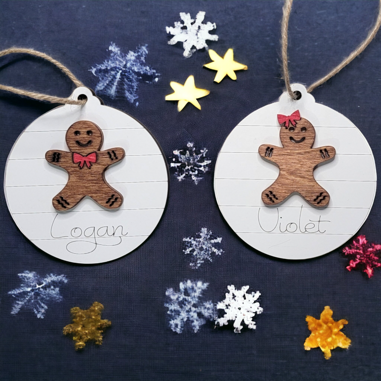 Gingerbread shiplap Christmas Ornament Personalized