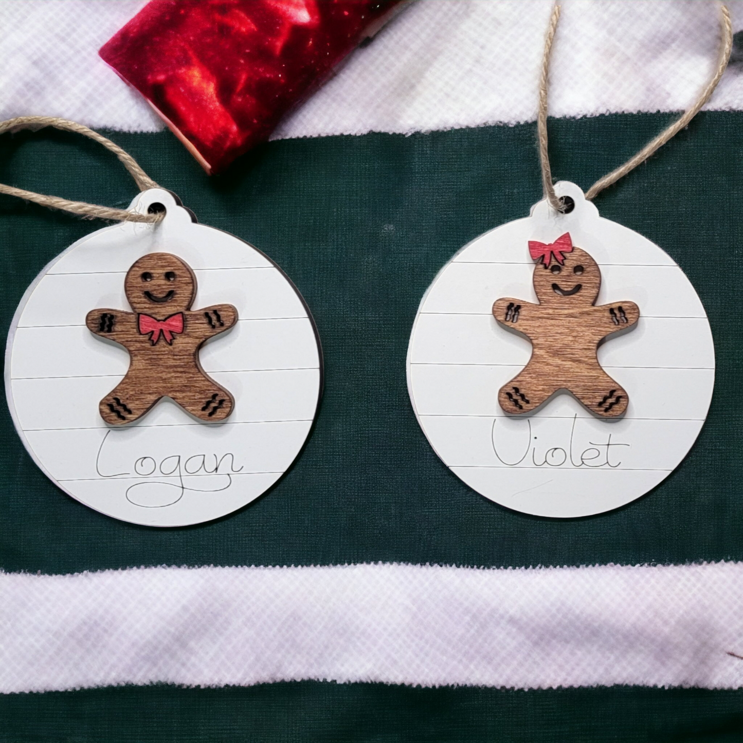 Gingerbread shiplap Christmas Ornament Personalized