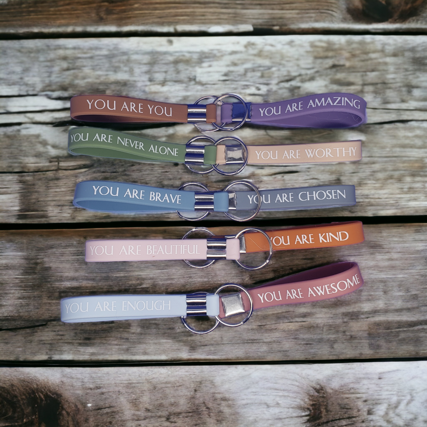 Motivational silicone keychains