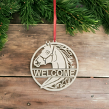 Welcome or Personalized Horse Christmas ornament or sign