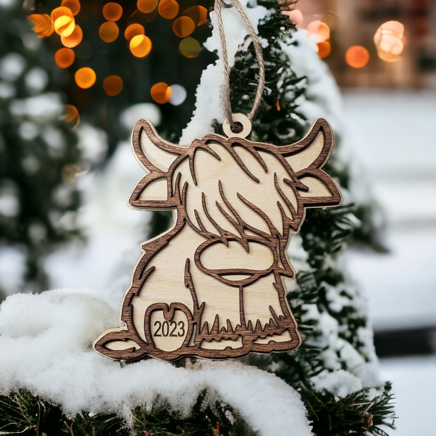 Highland Cow Christmas Ornament