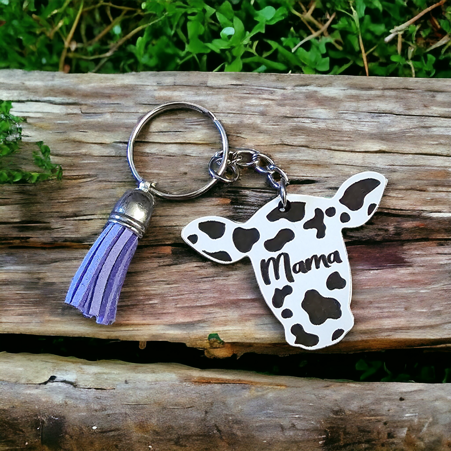 Whiteboard Mama Personalized Cow Head Keychain