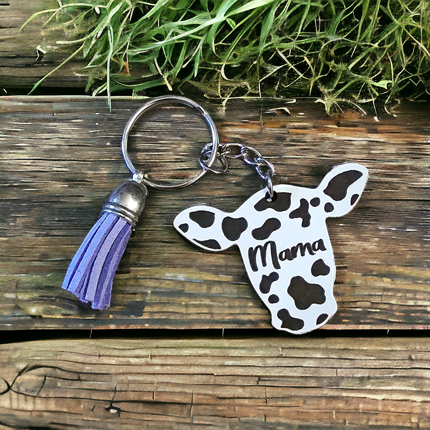 Whiteboard Mama Personalized Cow Head Keychain