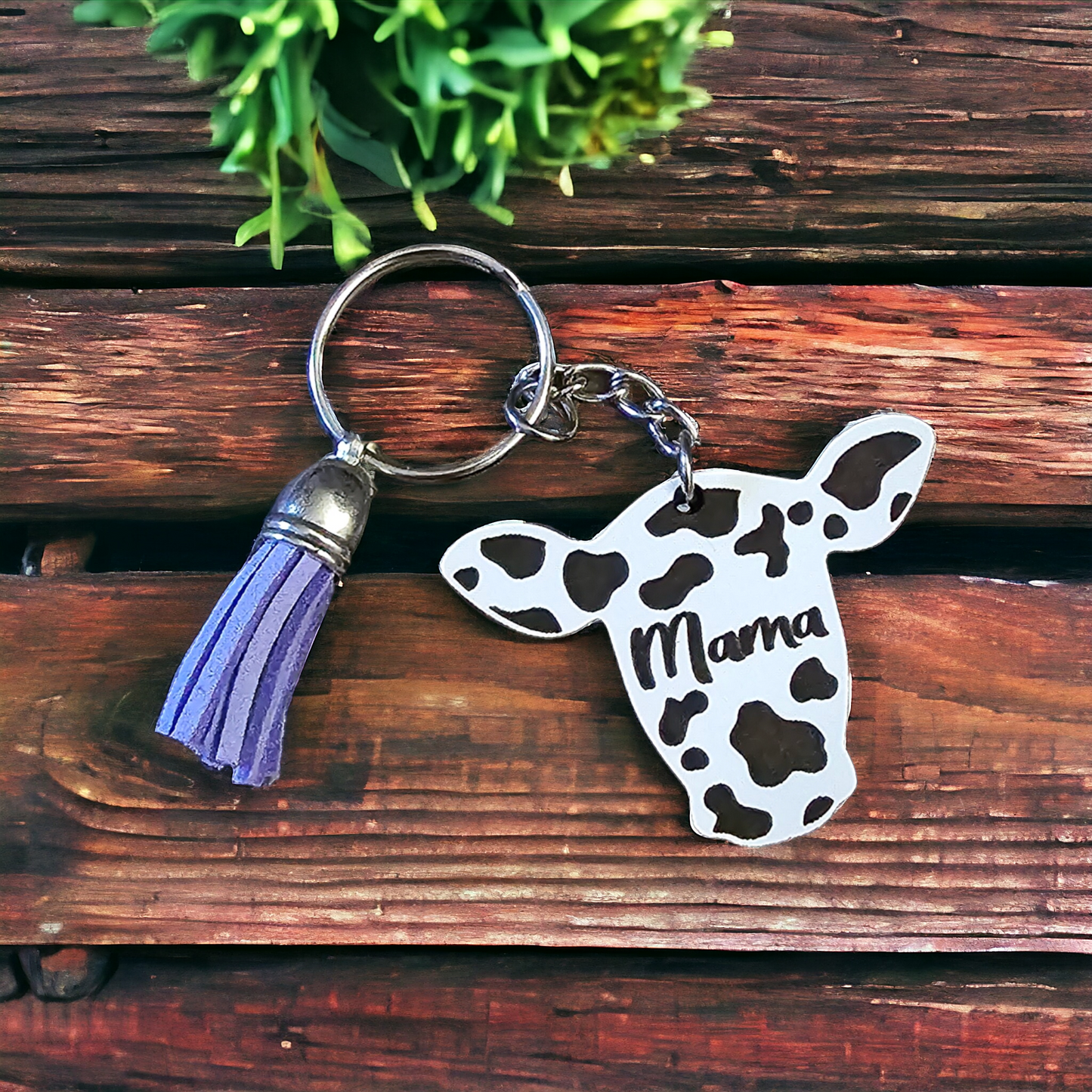 Whiteboard Mama Personalized Cow Head Keychain