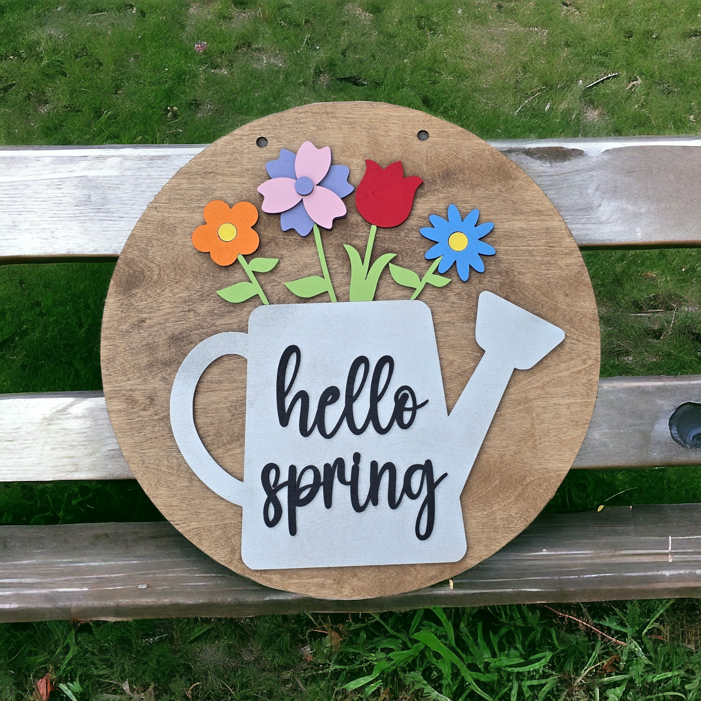 Hello Spring Watering Can 11.5 & 15" Sign