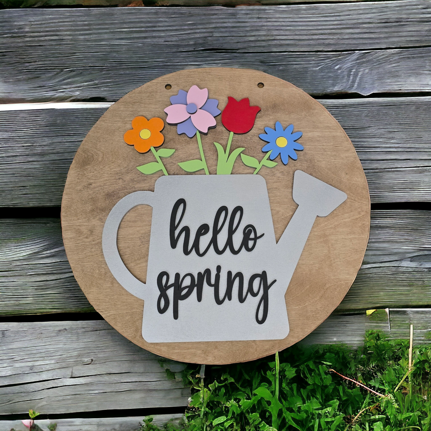 Hello Spring Watering Can 11.5 & 15" Sign