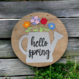 Hello Spring Watering Can 11.5 & 15" Sign