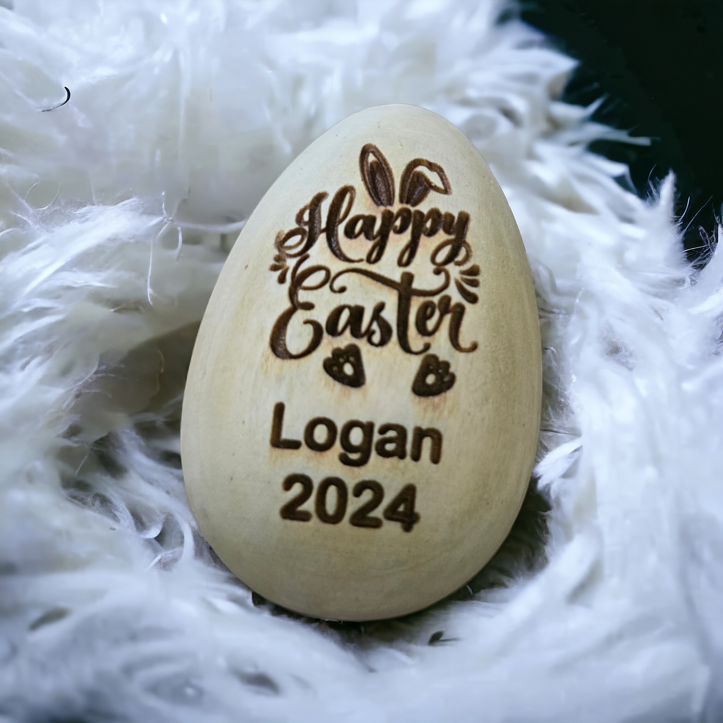 Happy Easter 2024 Personalized wooden egg