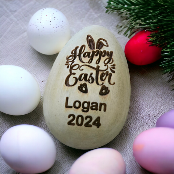 Happy Easter 2024 Personalized wooden egg