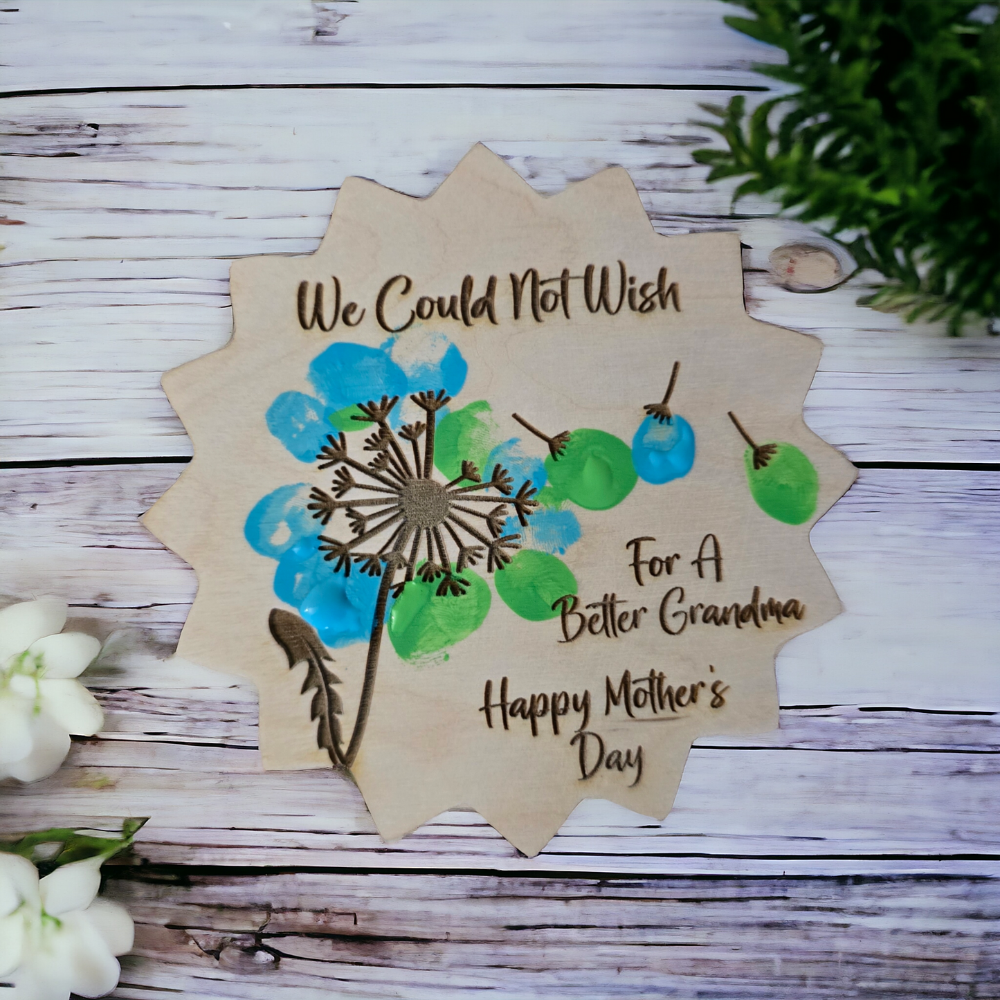 I (We) Could Not Wish For A Better Mom (Grandma)
Happy Mother's Day fingerprint dandelion Magnet or Sign personalized