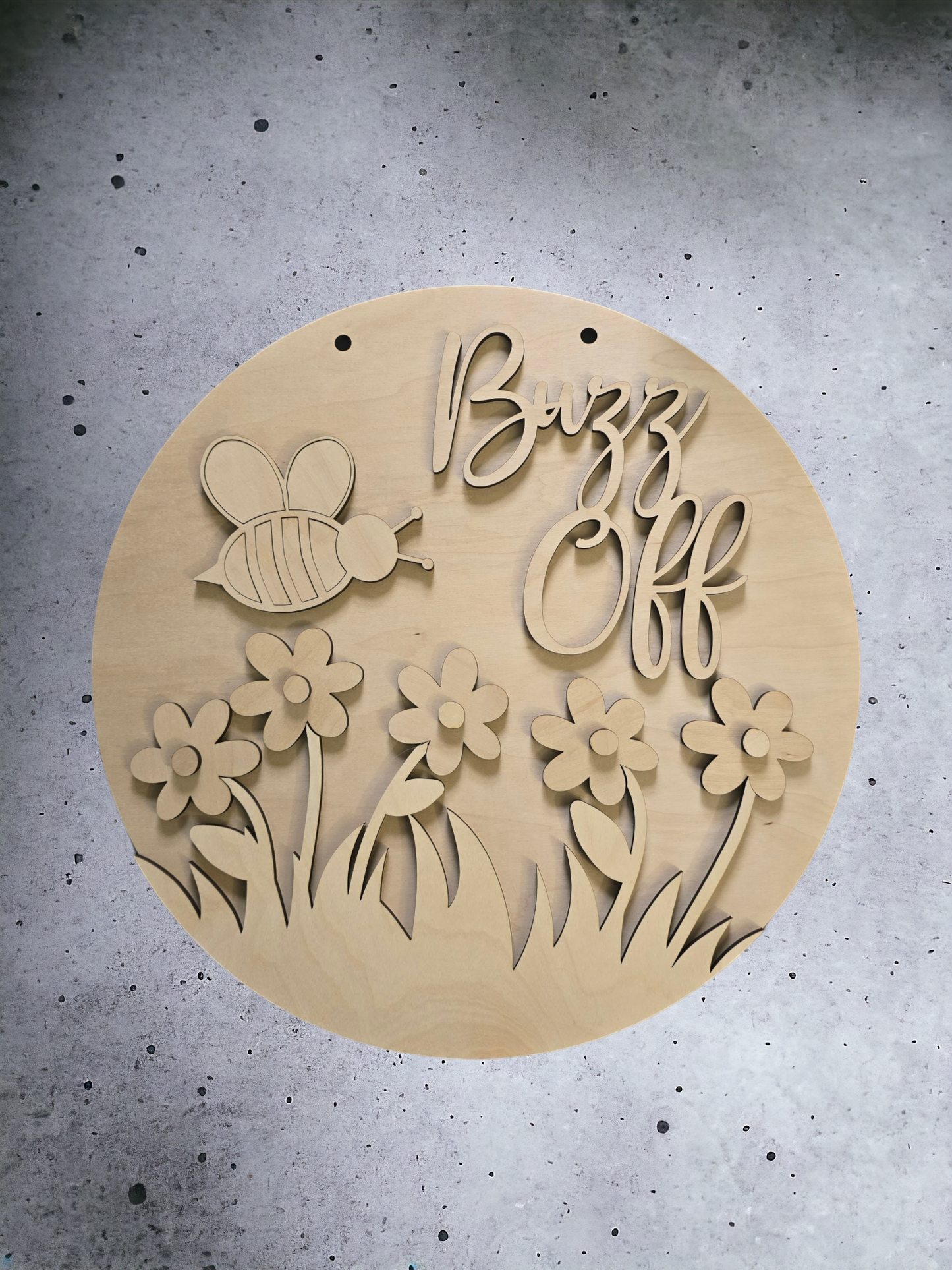 Buzz Off or Hi water can DIY Sign Unfinished 15" round