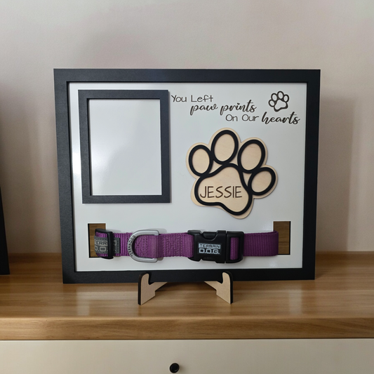 You left paw prints on our hearts pet collar memorial sign Personalized with pets name