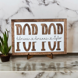 Dad with kids split name sign Personalized
