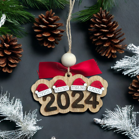 2024 Santa Hats Personalized Christmas Ornament