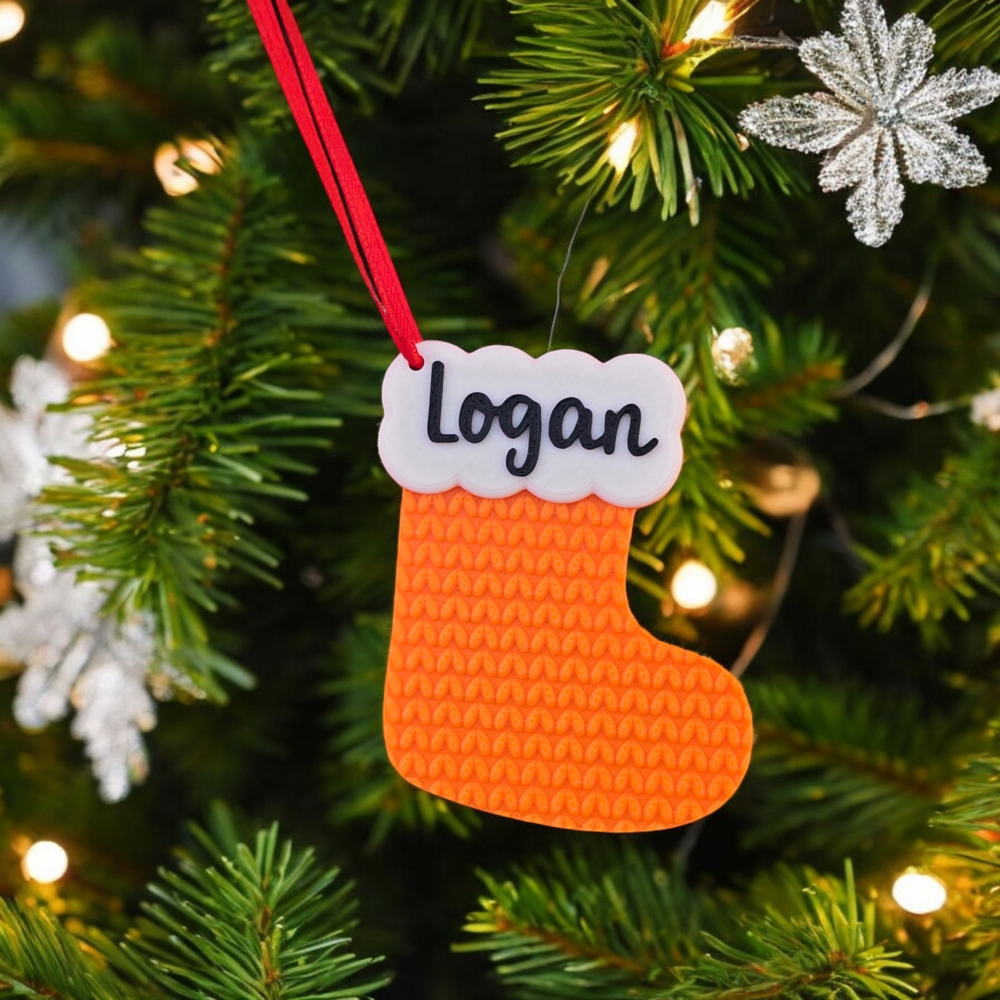 3D Printed Personalized Stocking Christmas Ornament longer TAT