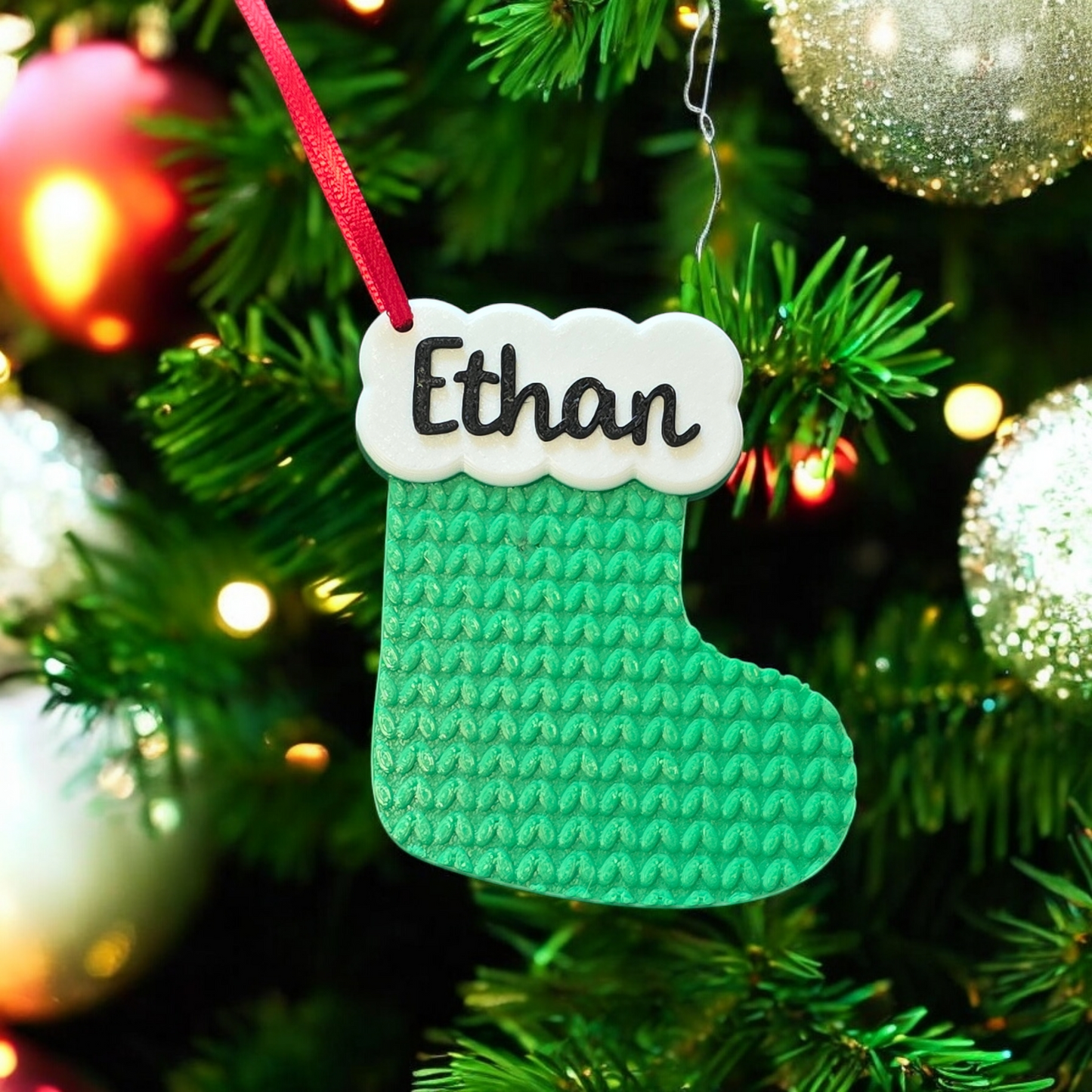 3D Printed Personalized Stocking Christmas Ornament longer TAT