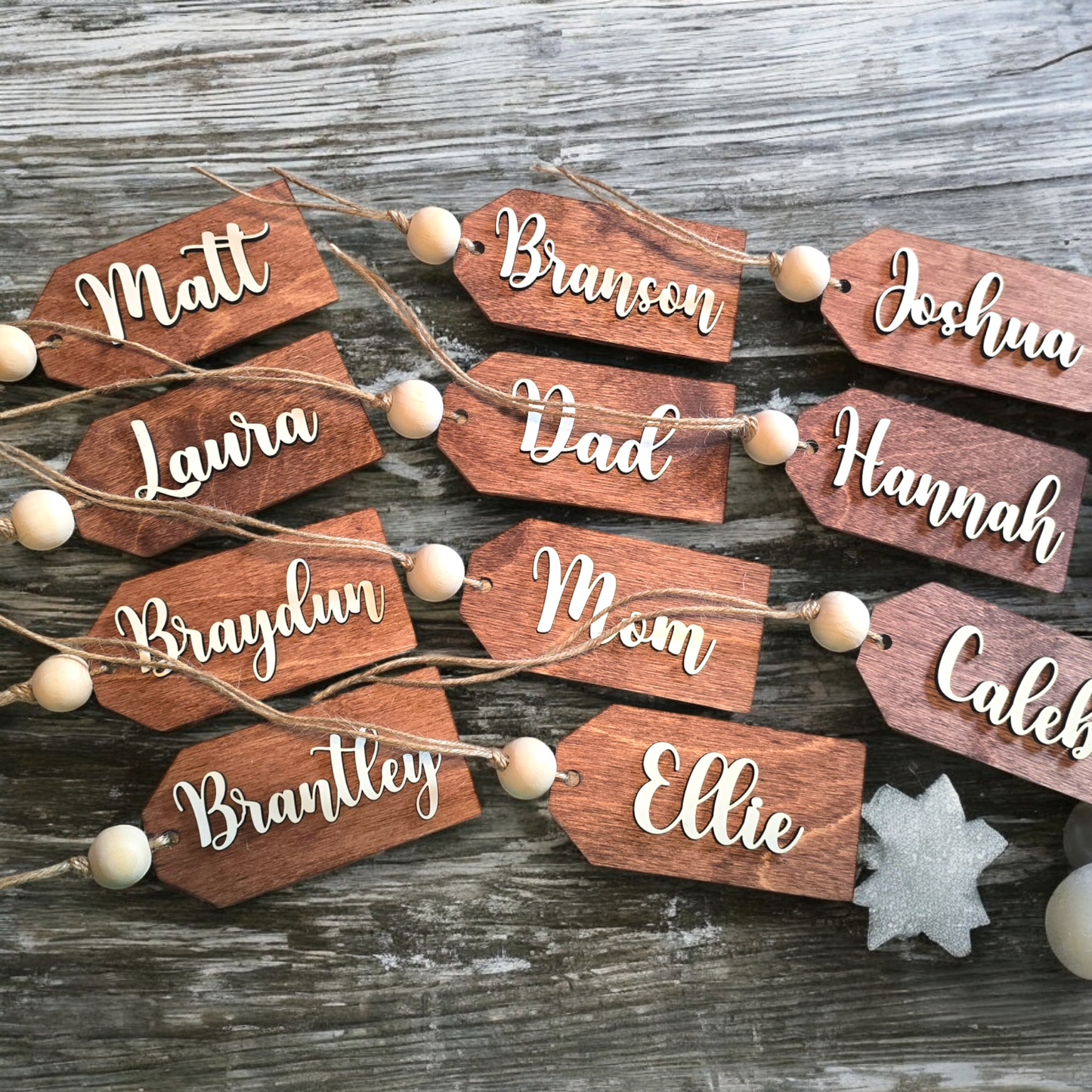 Christmas Stocking Name Tags Wood Personalized