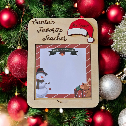 Santa's Favorite Teacher Sticky note holder Personalized