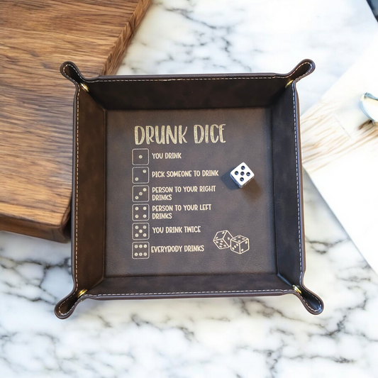 Drunk Dice leatherette snap tray