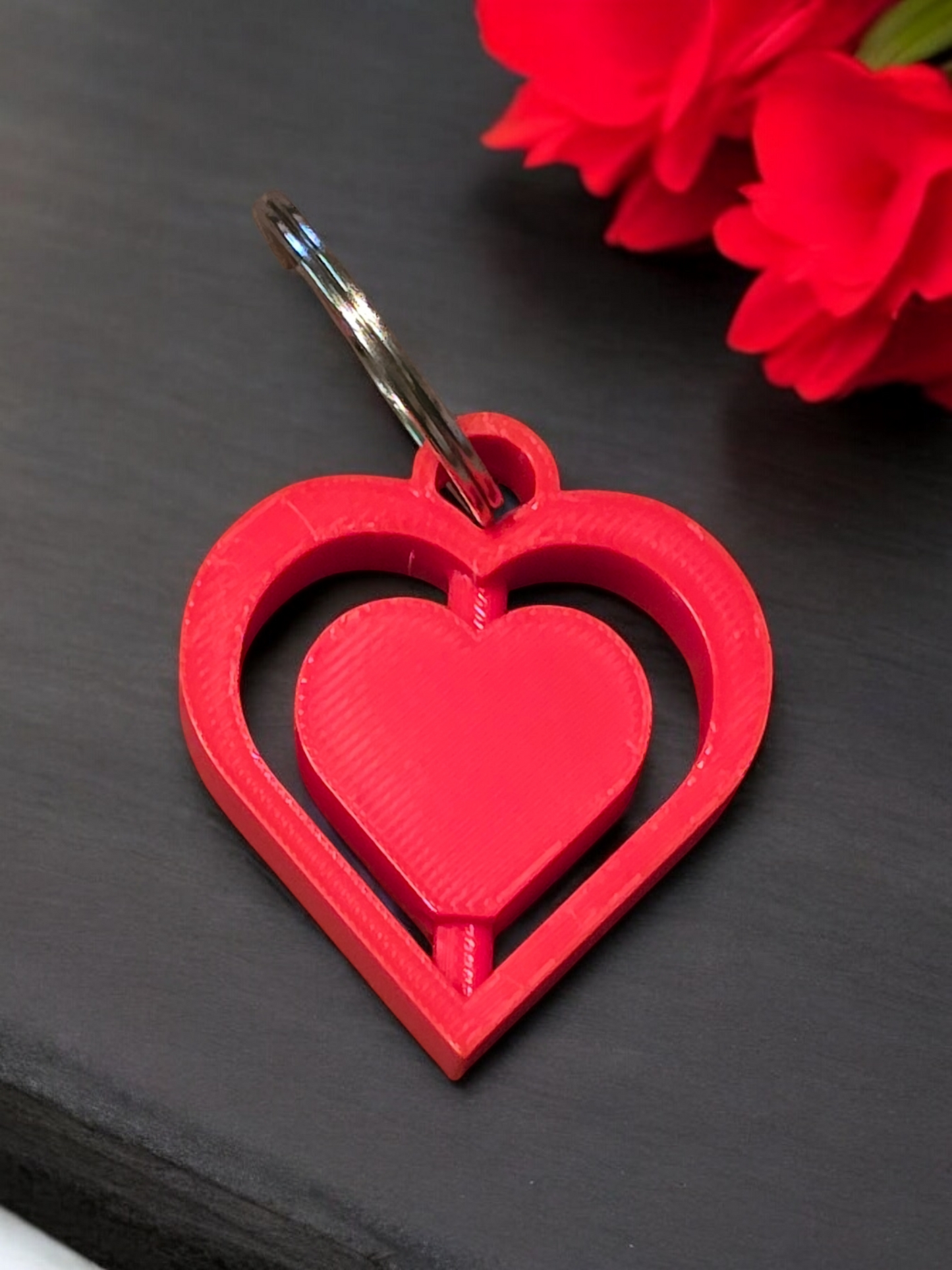 3D printed spinning heart keychain Keyring not attached