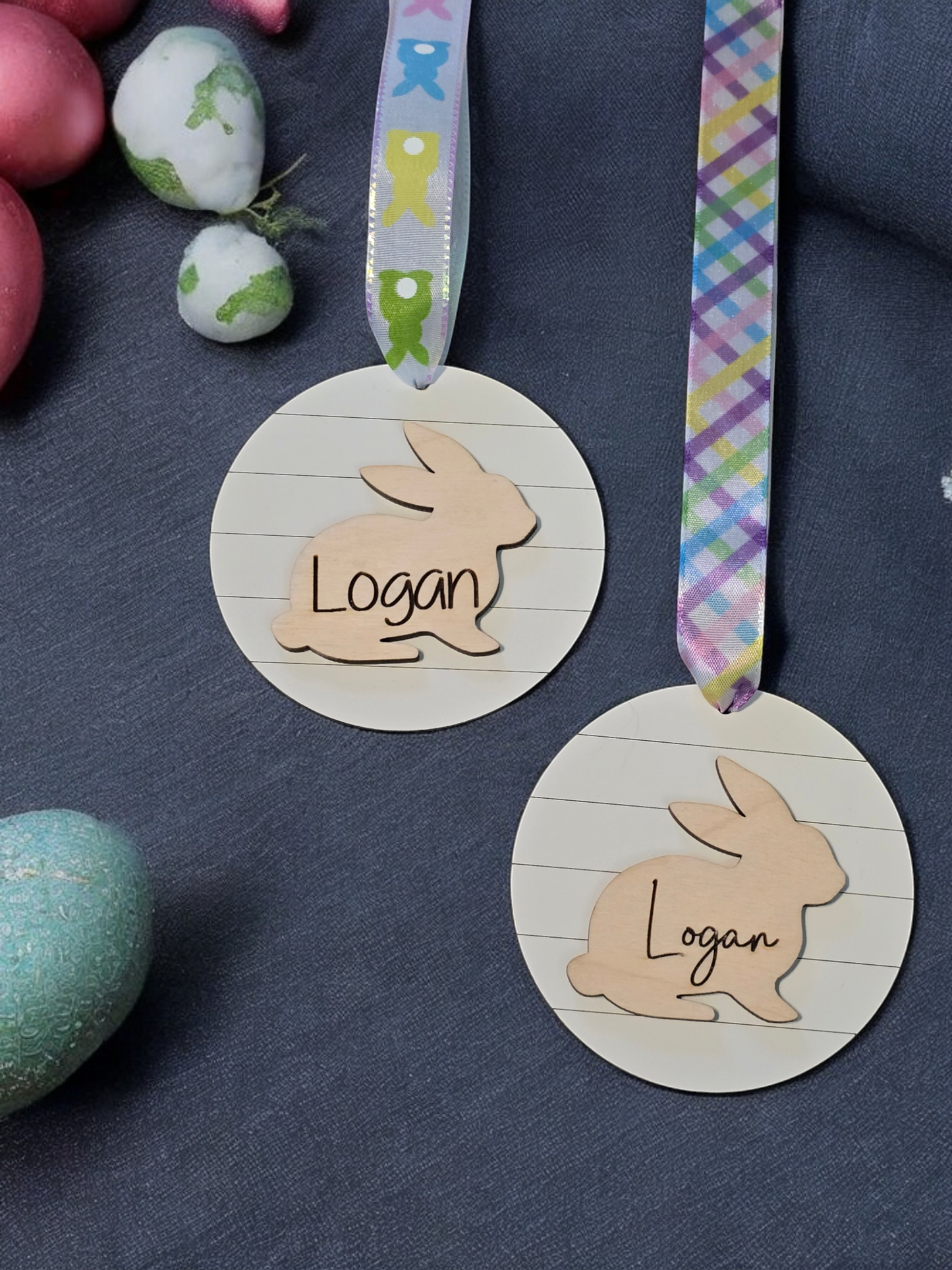 Easter Bunny shiplap tag ornament personalized