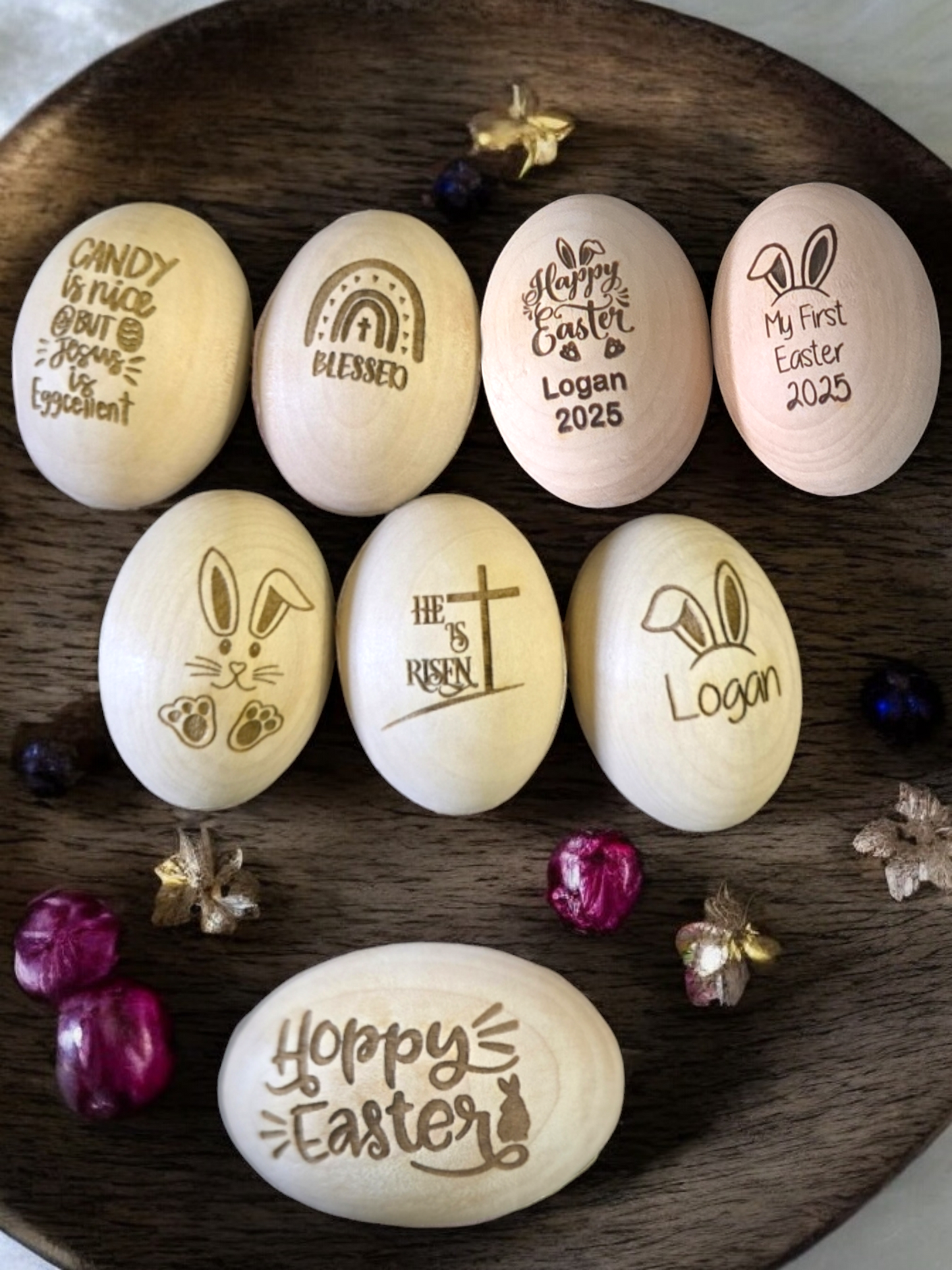 Wooden Easter Eggs Personalized