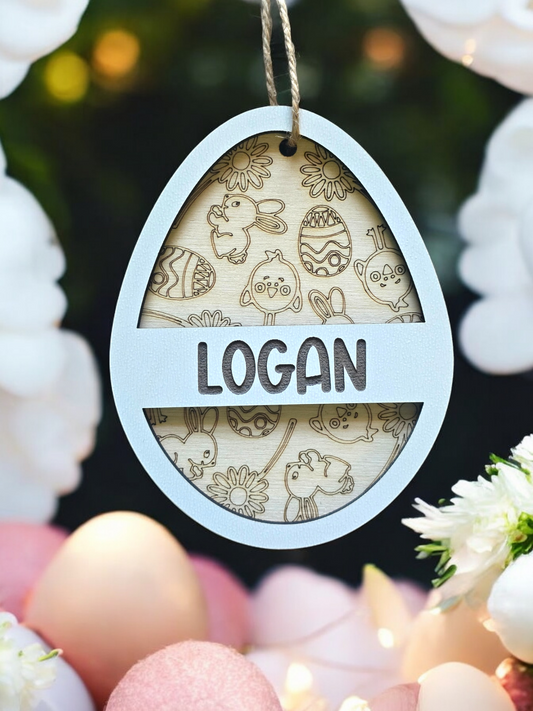 2 layer Easter Egg Tag ornament personalized