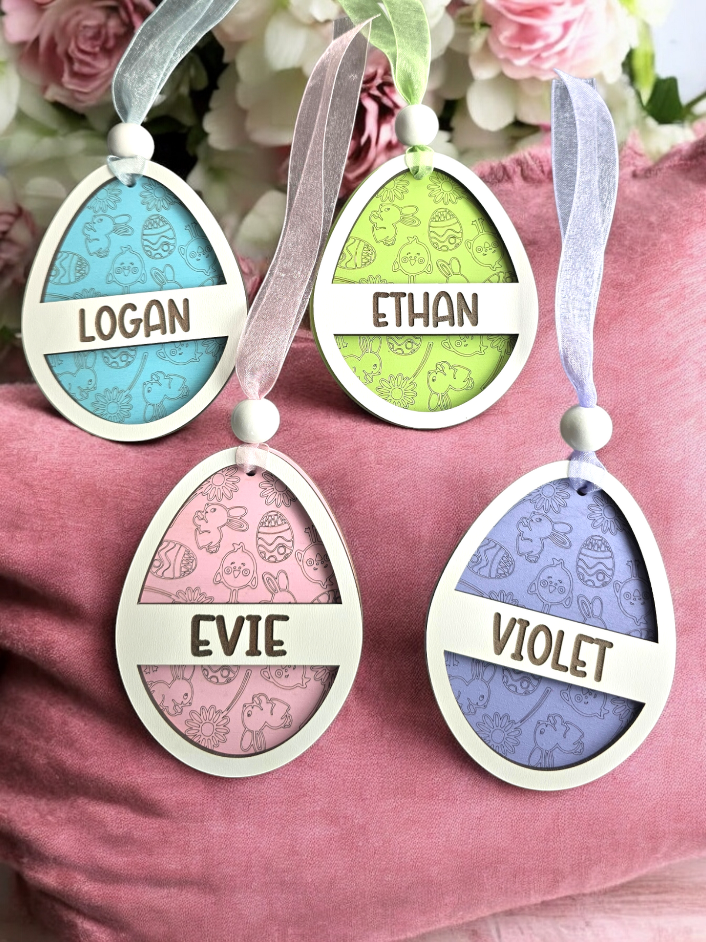 Painted Easter Egg Tag ornament personalized