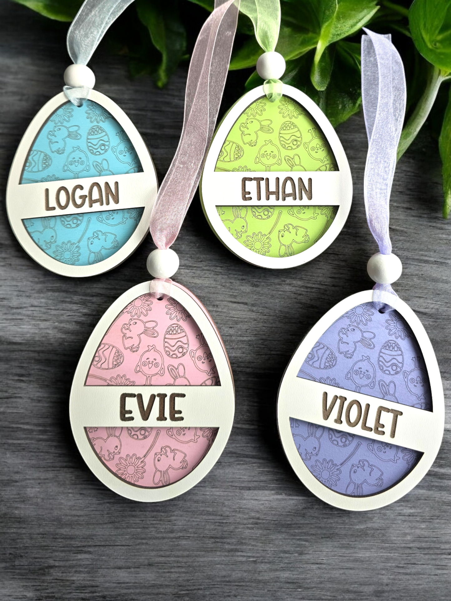 Painted Easter Egg Tag ornament personalized