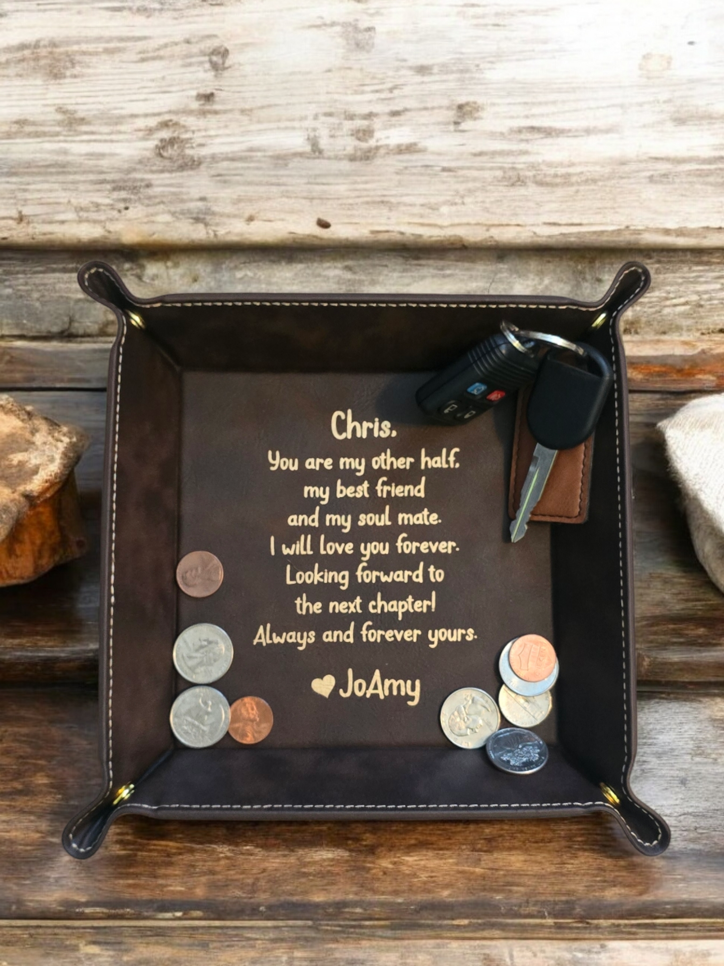 You are my other half Leatherette Trays Multiple colors Personalized