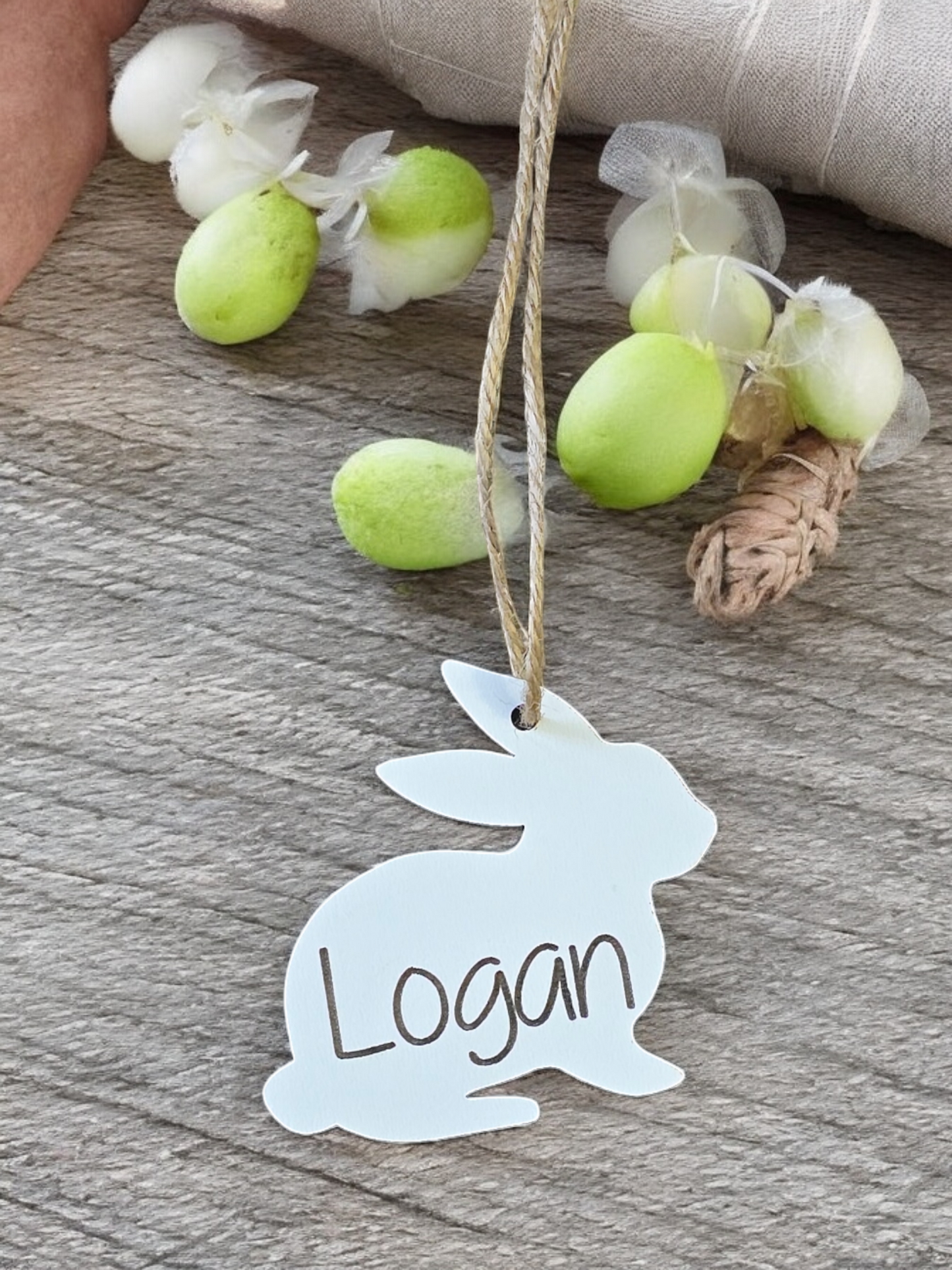 Easter bunny basket tag ornament personalized